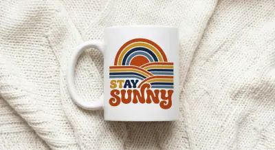 Mug Stay Sunny Vintage 70s Style Retro Sunset Graphic
