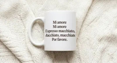Mug with text Mi amore Macchiato por favore white ceramic