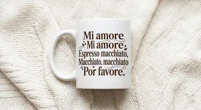 Mug Mi amore Espresso macchiato text white ceramic cup