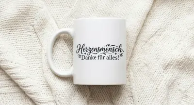 Mug Herzensmensch Danke für alles White Text Print Coffee Cup