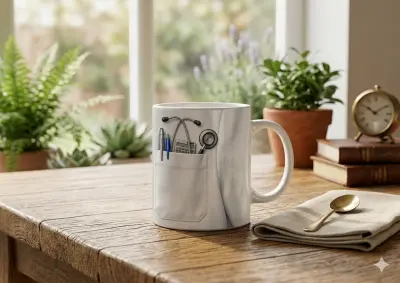 Mug Coffee Cup Doctor Lab Coat Motif Stethoscope Detail