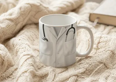 Mug Doctor Coat Close Up Medical Theme White Coat Professional Wear