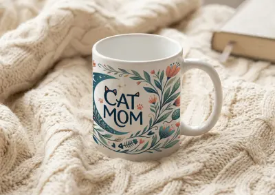 Mug Cat Mom Aesthetic Cat Motif Ceramic Coffee Cup
