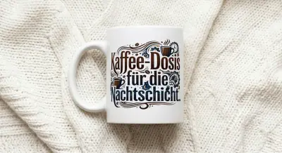 Mug with quote Kaffee-Dosis für die Nachtschicht.